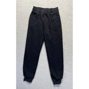 H&M Jogger Pants Boys 14 Black Cotton Fleece Lined Tapered Leg Drawstring Waist